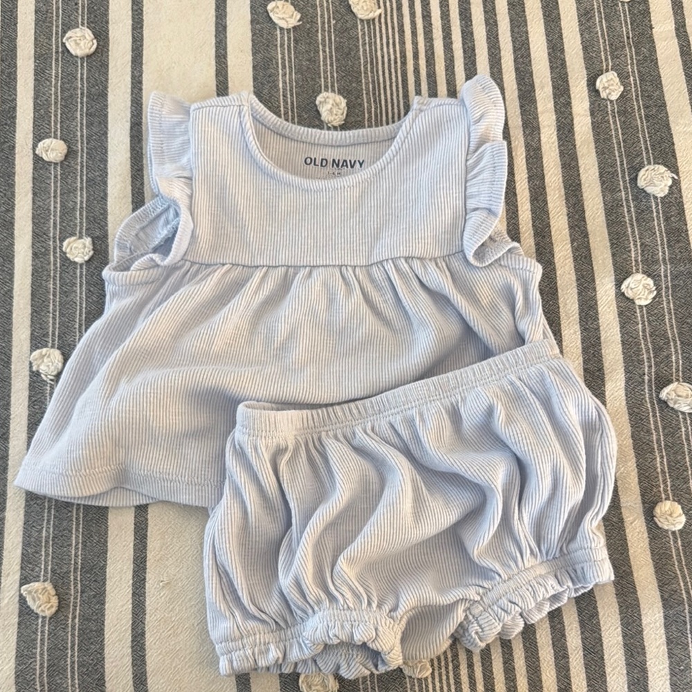 Old Navy Light Blue Ruffled Tank Top and Bloomers Set